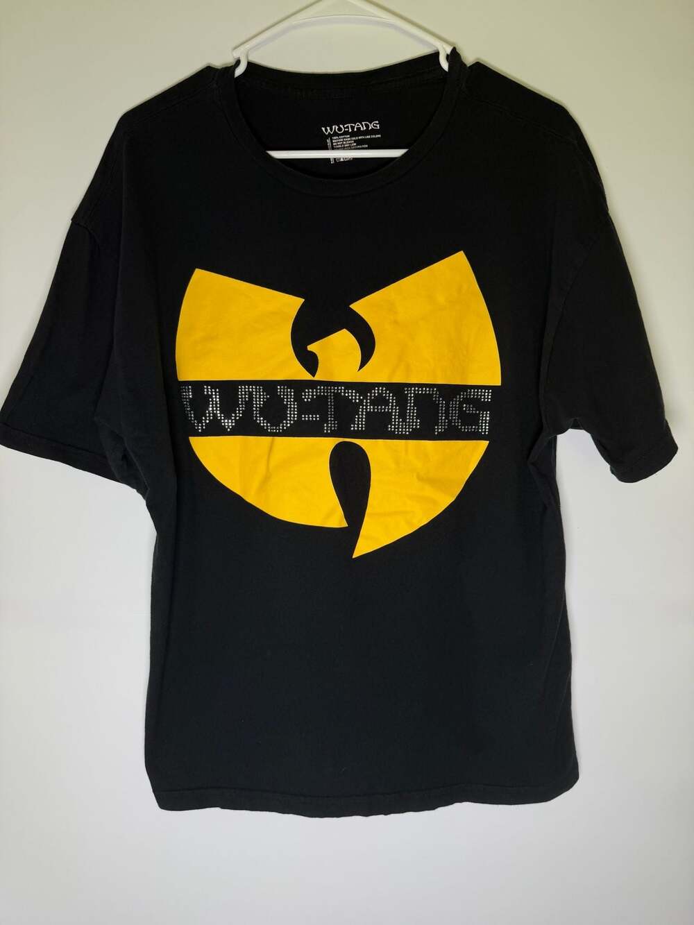Wu-Tang Clan Rhinestone Logo T-Shirt Black & Yellow Size M